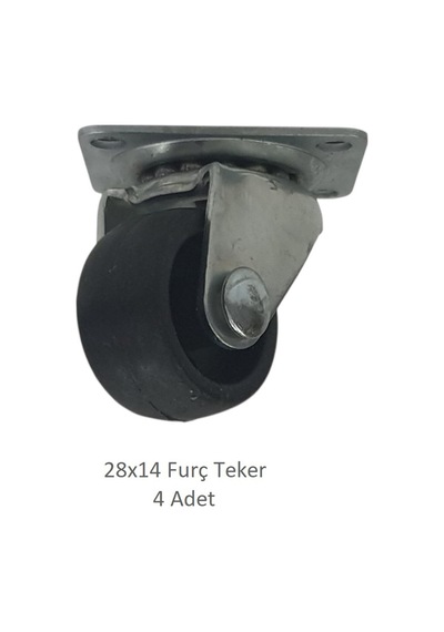 Furç Teker 28 X 14, Bavul, Valiz, Çanta, Servis Sehpası Için 4 Adet Siyah