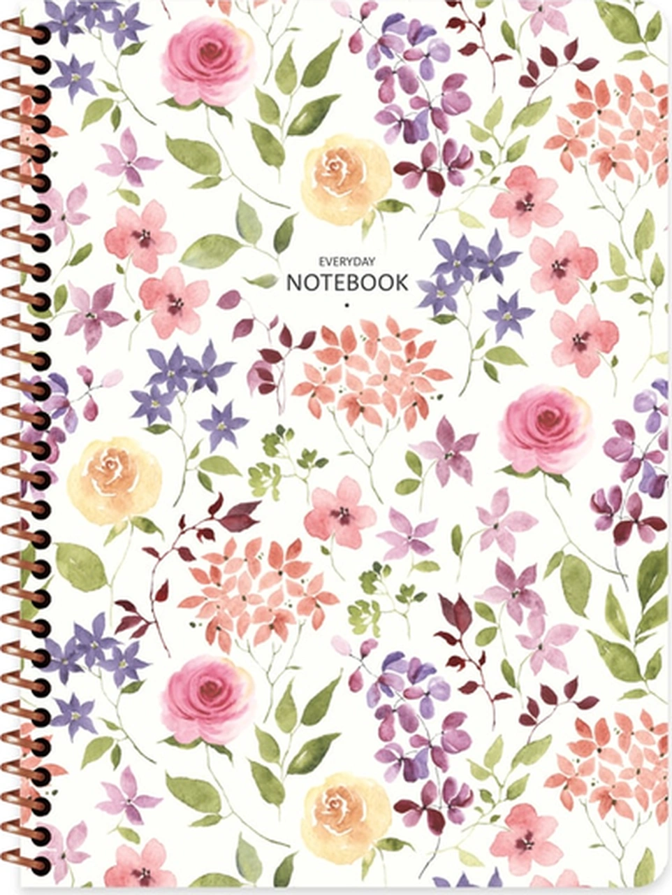 Not Defteri Karton Kapak Spiralli Çiçek 16,5x22,5cm 80 Yaprak Çizgili 385341-99 Karışı Karışık