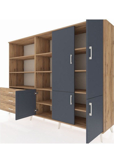 Hyperion Dolap 11 Raflı 3 Çekmeceli 5 Kapaklı 220x44x163 Çam-antr Çam-antrasit/çam Hyperion Dolap 11 Raflı 3 Çekmeceli 5 Kapaklı 220x44x163 Çam-antr Çam-antrasit/çam