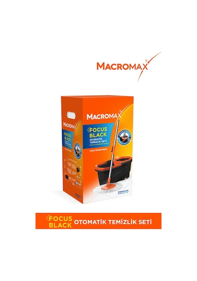 Focus Black Otomatik Temizlik Seti, Pedalsız Döner Sıkmalı 360 Başlıklı Mikrofiber Paspas