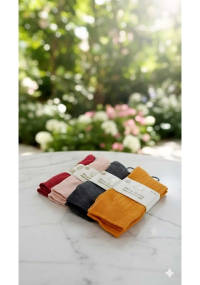 Lambswool - Penye Karışım Kadın Çorabı 36-40 Numara Asorti 4'lü Set Set 1