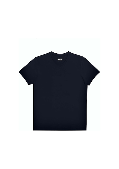 Rich Erkek V Yaka %100 Pamuk Kısa Kollu Siyah T-shirt Tişört SIYAH