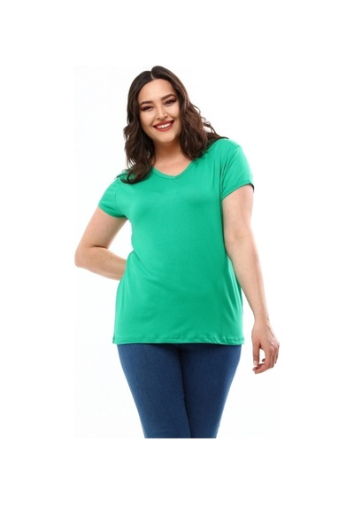 Aytemas V Yaka Basic Bluz Yeşil