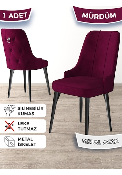 Canisa Newa Serisi, 1.sınıf Babyface Kumaş Siyah Metal Ayak Gümüş Halkalı, 1 Adet Gri Sandalye Sandalye Gri / Ayakları Siyah