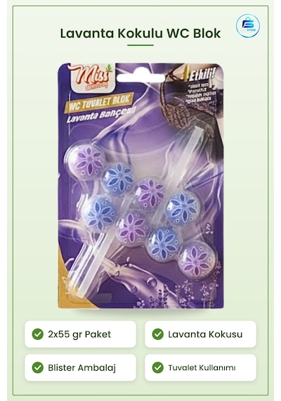 Wc Blok Lavanta Kokulu Temizleyici 2x55 Gr Tuvalet Koku Giderici