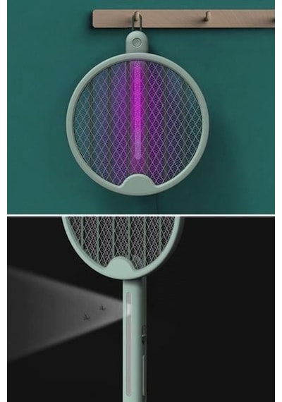 Tenis Raketi Tipi Masaüstü Olabilen Gece Lambalı Sinek Kovucu, Öldürücü Raket
