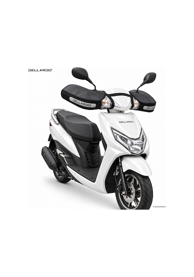 Dellardo Scooter - Cub Motosiklet El Koruma Kılıfı - Reflektörlü Kışlık El Mufu, Su Rüzgar Geçirmez Siyah