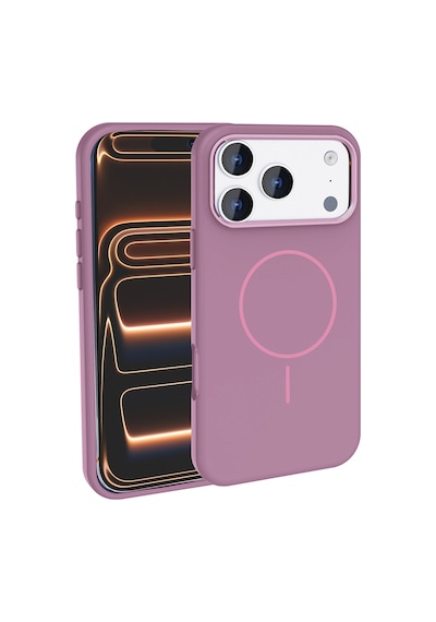 Apple Uyumlu iPhone 17 Pro Max Kılıf M-safe Şarj Özellikli Metal Kamera Çerçeveli Zore Edi Silikon Kapak - Mor Mor