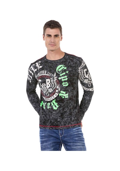 Cipo & Baxx CL476 Neon Desenli Sweatshirt Siyah