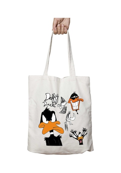 Art Hediye Looney Tunes Daffy Duck İki Taraf Kalıcı Yıkanabilir Okul Plaj Omuz Bez Çanta Çok Renkli
