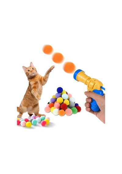 Kedi Oyun Tabancası İnteraktif - Peluş Toplarla Eğlenceli Oyun Zamanı, Ekstra Peluş Toplar Garantili