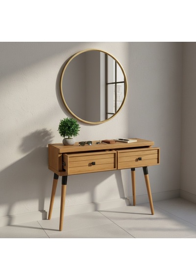 Mobenta Stria Entry: Modern Masif Dresuar 2 Çekmeceli Antre Konsolu - 120x31.5 Tk Ahşap