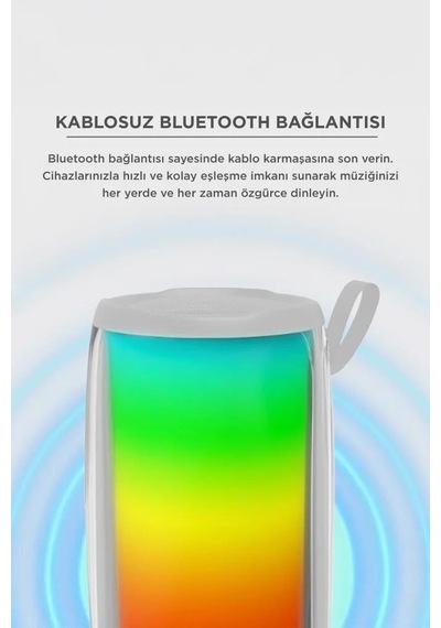 Özel Üretim Cep Boy Dinleti Bahçe Bluetooth Hoparlör Rgb Işıklı Bts-1953 Beyaz