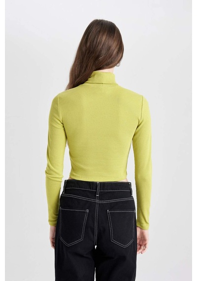 Defacto Coool Fitted Balıkçı Yaka Fitilli Kaşkorse Basic Düz Uzun Kollu Tişört B6783AX24AUGN263 Yeşil Defacto Coool Fitted Balıkçı Yaka Fitilli Kaşkorse Basic Düz Uzun Kollu Tişört B6783AX24AUGN263 Yeşil