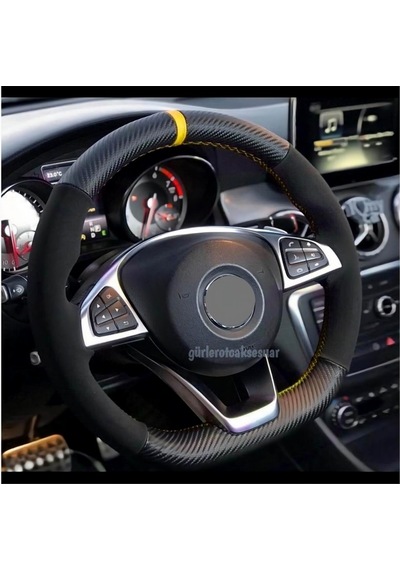 Peugeot 207 Alkantra-Karbon Yüzüklü Direksiyon Kılıf
