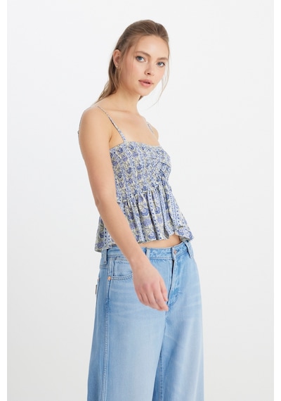 Wrangler Regular Fit Normal Kesim Kalp Yaka Mavi Bluz W241605400 Mavi