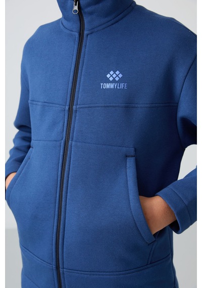 Tommylife Parlament Pamuklu Kalın İçi Tüylü Yumuşak Dokulu Standart Fit Nakışlı Erkek Çocuk Sweatshirt - 1124 Parlament