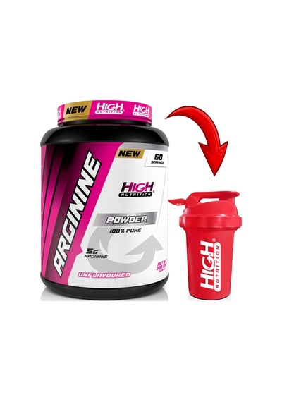 High Nutrition Arginine Powder 300 G - 60 Servis - 1 Serviste 5000 MG Arjinin + Shaker