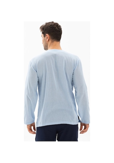 Uzun Kol Şile Bezi Bisiklet Yaka Erkek Tshirt Buz Mavi 3027