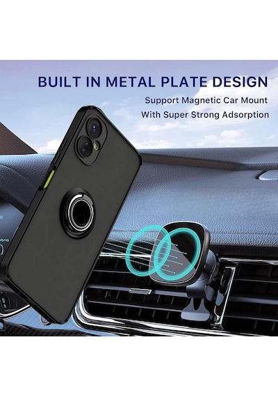 Infinix Note 40 Pro Plus 5G Kılıf Yüzüklü Standlı Extra Darbe Emici Sert Silikon Kapak - Siyah