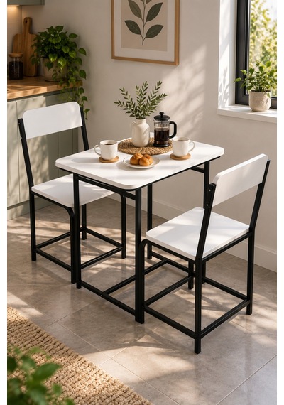 Sulorahome Mutfak Masası Ve 2 Sandalye Takımı Suntalam Beyaz 72x52