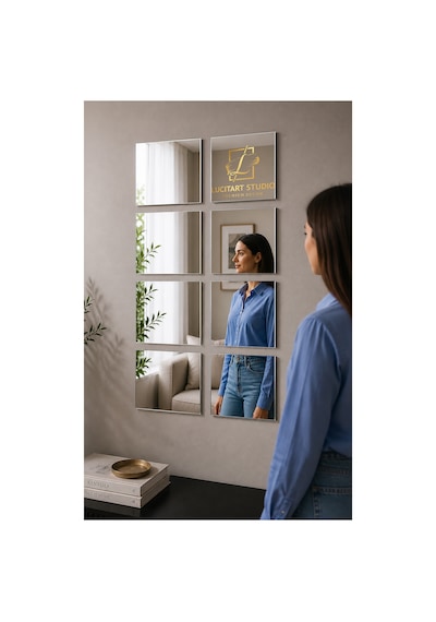 10 Adet Dekoratif Kare Gümüş Pleksi - 10x10, 15x15, 20x20, 25x25, 30x30, 35x35, 40x40 Cm Kendinden Yapışkanlı Duvar Dekorasyonu Ürünü Pleksi Gümüş