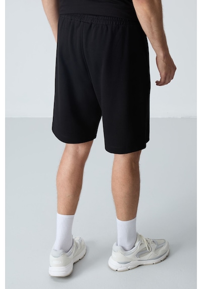 Air Jones Tommy Life Siyah Pamuklu Kalın Yumuşak Dokulu Standart Fit Basic Erkek Şort - 81276 Siyah