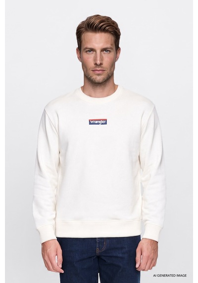 Wrangler Pamuklu Regular Fit Logo Detaylı Erkek Sweatshirt W2620152102 Ekru