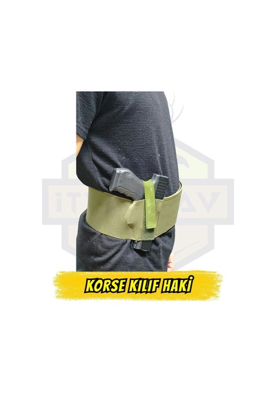 İtimatav Korse Tipi Ergonomik İç Ve Kemer Taşıma Kılıfı - Haki Ekstra Ak