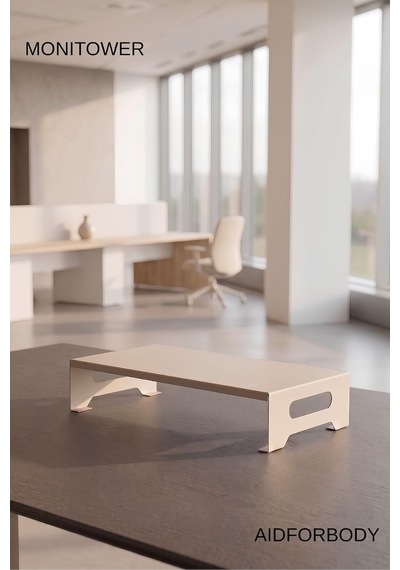 Monıtower Metal Monitör Yükseltici Stand Bej