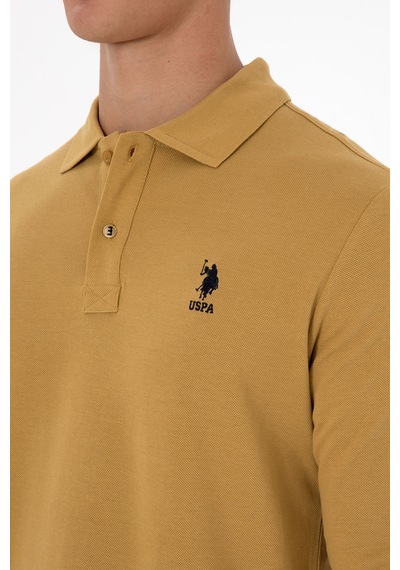 U.S. Polo Assn. Erkek Regular Fit Polo Yaka Koyu Sarı Basic Sweatshirt 50307757-VR235