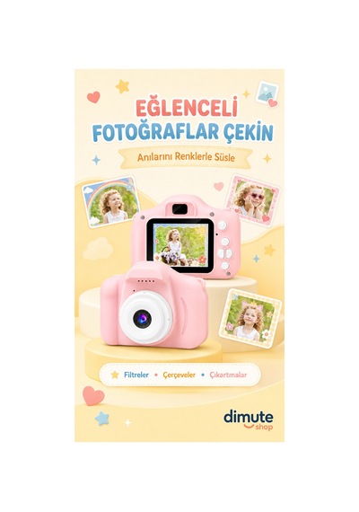 Renkli Çocuk Kamerası Taşınabilir Mini Dijital Fotoğraf Makinesi Hediyelik Çocuk Kamerası Pembe - 744100309