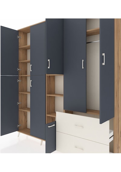 Arges Dolap 12 Raflı 2 Çekmeceli Tek Askılı 220x30x243 Çam-antrasit/aytaşı Antrasıt/aytası Arges Dolap 12 Raflı 2 Çekmeceli Tek Askılı 220x30x243 Çam-antrasit/aytaşı Antrasıt/aytası