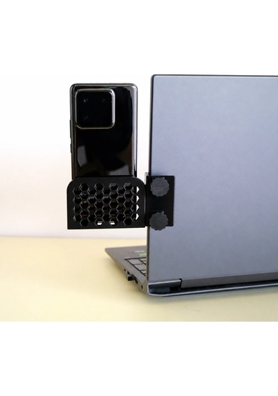 3d Baskı Monitor Telefon Tutucu - Petek Desenli Laptop Kenar Telefon Tutucu-siyah Çok Renkli