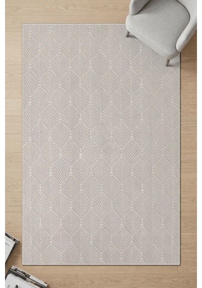Novax Elysia Geometrik Gri Kaymaz Taban Yıkanabilir Salon Halısı