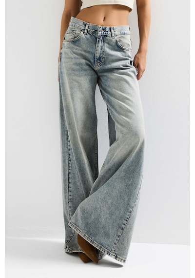 Itsbasic Kadın T.kot Rengi Hera 4s6-67 Palazzo Fit %100 Koton Orta Bel Denim Jean Tint 2s5-32