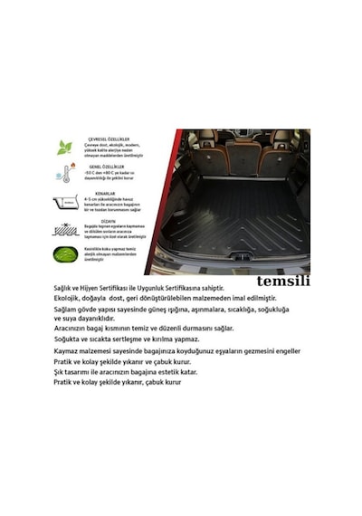 Toyota C-hr 2016 2017 2018 2019 2020 2021 2022 İle Uyumlu Bagaj Havuzu Paspası Kokusuz A+ Kalite 1 Adet