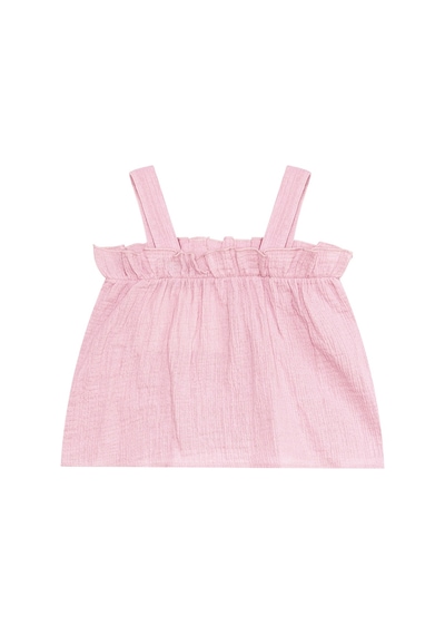 Denokids Kız Bebek Çocuk Pembe Müslin Bluz Şort Takım Pembe