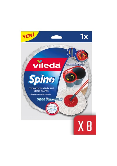Vileda Spino Yuvarlak Mikrofiber Yedek Paspas 8'li Paket