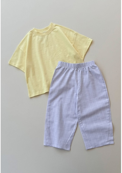 Cigit Oversize T-shirt Takım 2-10 Yaş Sarı