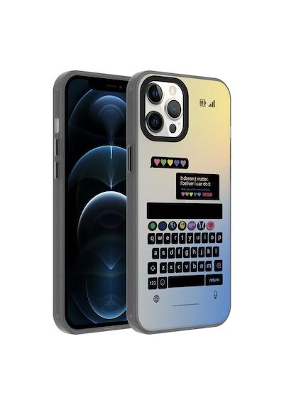 Zore İphone 12 Pro Uyumlu Desenli Nvth Dragon Sert Kılıf-klavye