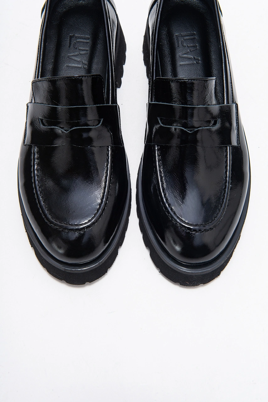 Luvishoes Luvi Shoes Vıonel Siyah Rugan Hakiki Deri Kadın Loafer Ayakkabı SİYAH RUGAN