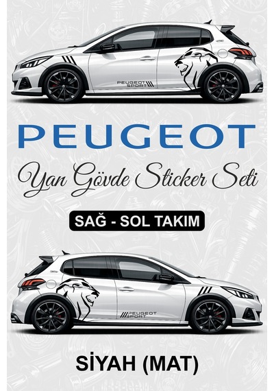 Peugeot Sport Yan Gövde Sticker Seti Siyahmat - 864812067
