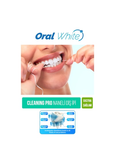 Oral White Cleaning Pro Diş İpi Naneli 50 M