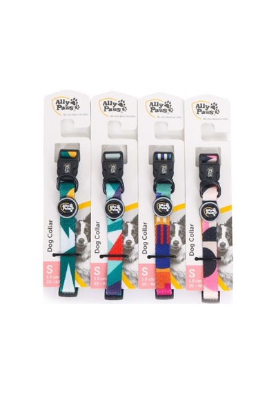 Ally Paws Köpek Boyun Tasması S Beden 25-40 Cm Desenli Klips Tokalı Çok Renkli