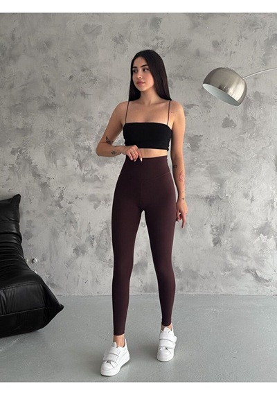 Nolya Moda Yüksek Bel Şardonlu Kışlık İç Göstermez Belize Tayt Kahverengi Nolya Moda Yüksek Bel Şardonlu Kışlık İç Göstermez Belize Tayt Kahverengi