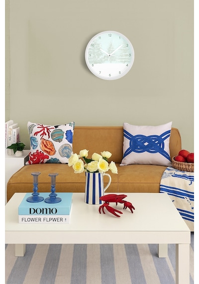 Soyut Doğa Manzara Temalı Modern Duvar Saati - 25cm - Önü Camlı Beyaz Kasa - Sessiz Mekanizma-jh0458 Beyaz