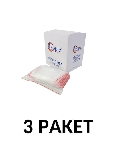Tropic 3 Paket Kilitli Naylon Torba 13x16 Kilitli Poşet 600lü