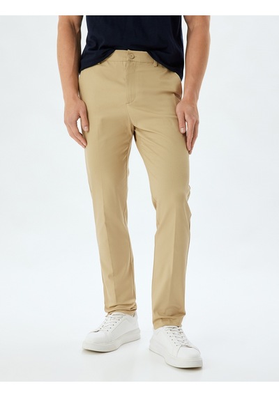 Koton Chino Pantolon Slim Fit Cep Detaylı Pamuklu Bej 5wam40037hw Ekru