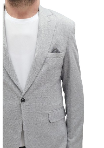 Twenhil Dmctekstil Erkek Ckt-203 Desenli İtalyan Kesim Dar Kalıp Tek Düğme Blazer Ceket Gri